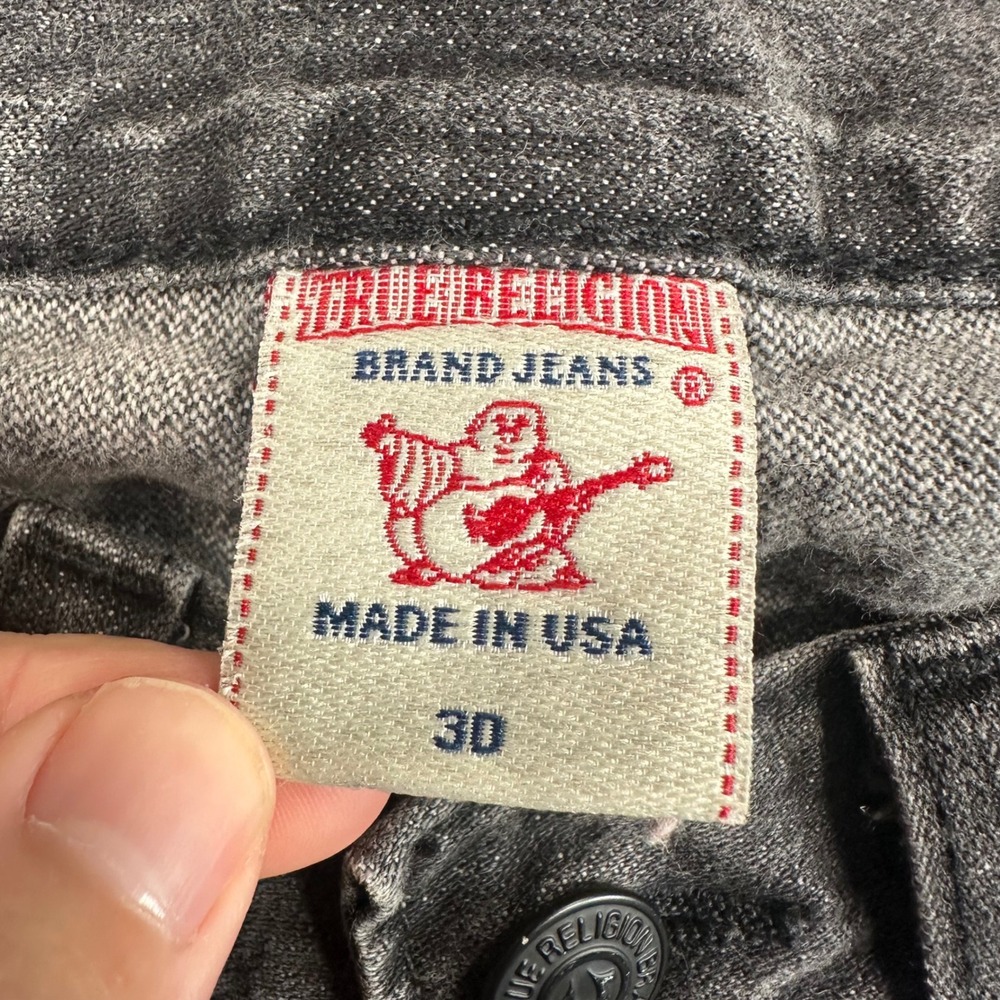 VTG True Religion Bobby Jeans Mens 30 Straight Leg Gray Faded Denim USA Made - Picture 3 of 12